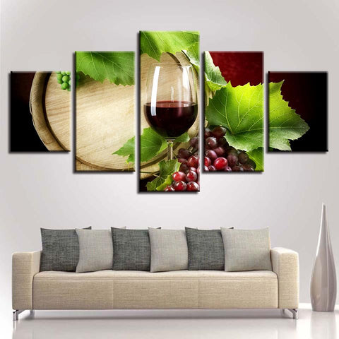 Kitchen Rwine Glass Grape Leaves Oak Barrel - Mystikz Gaming